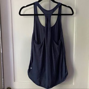 Blue and gold striped tank top